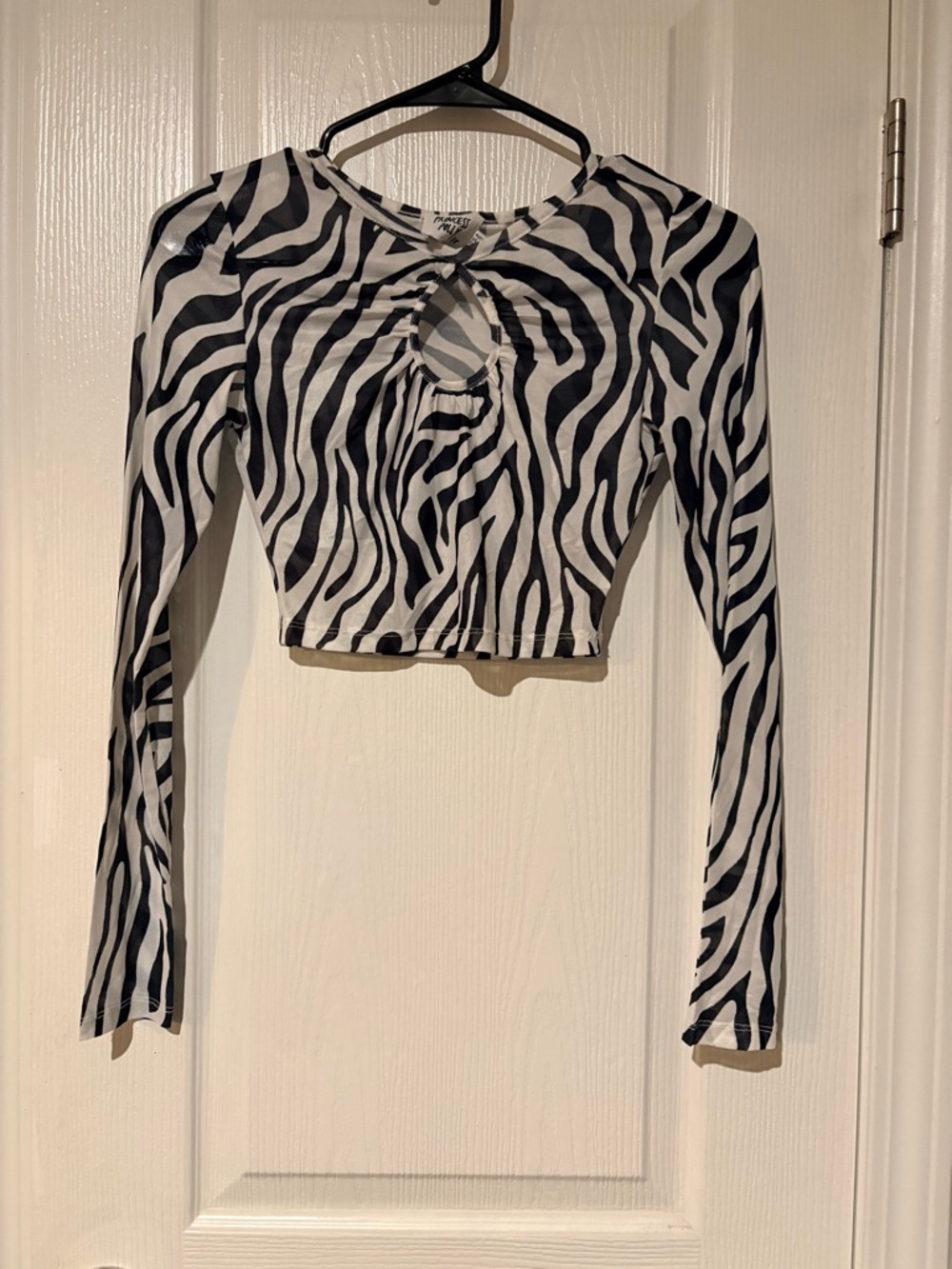 Princess Polly Zebra Mesh Keyhole Crop Top - Size US 2 / AU 6